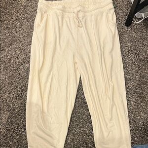 Cream Elastic Waist Pants
